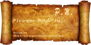 Piringer Mihály névjegykártya