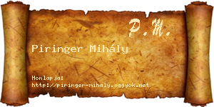 Piringer Mihály névjegykártya
